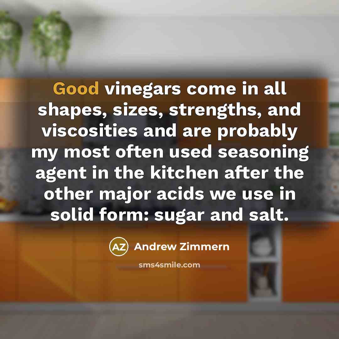“Good vinegars come in all shapes, sizes, strengths, and viscosities…” quote by Andrew Zimmern