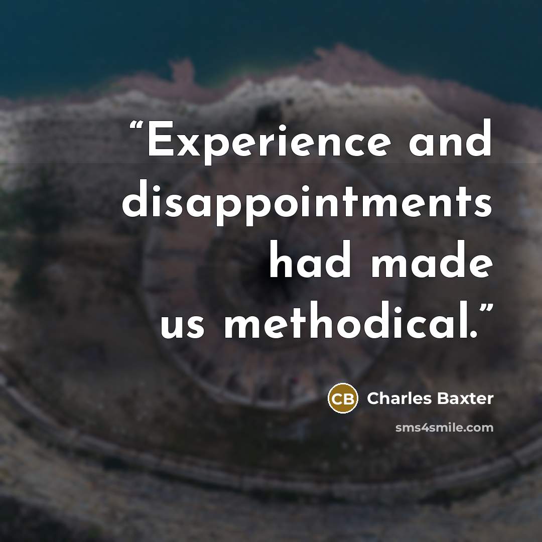 “Experience and disappointments had made us methodical.” quote by Charles Baxter