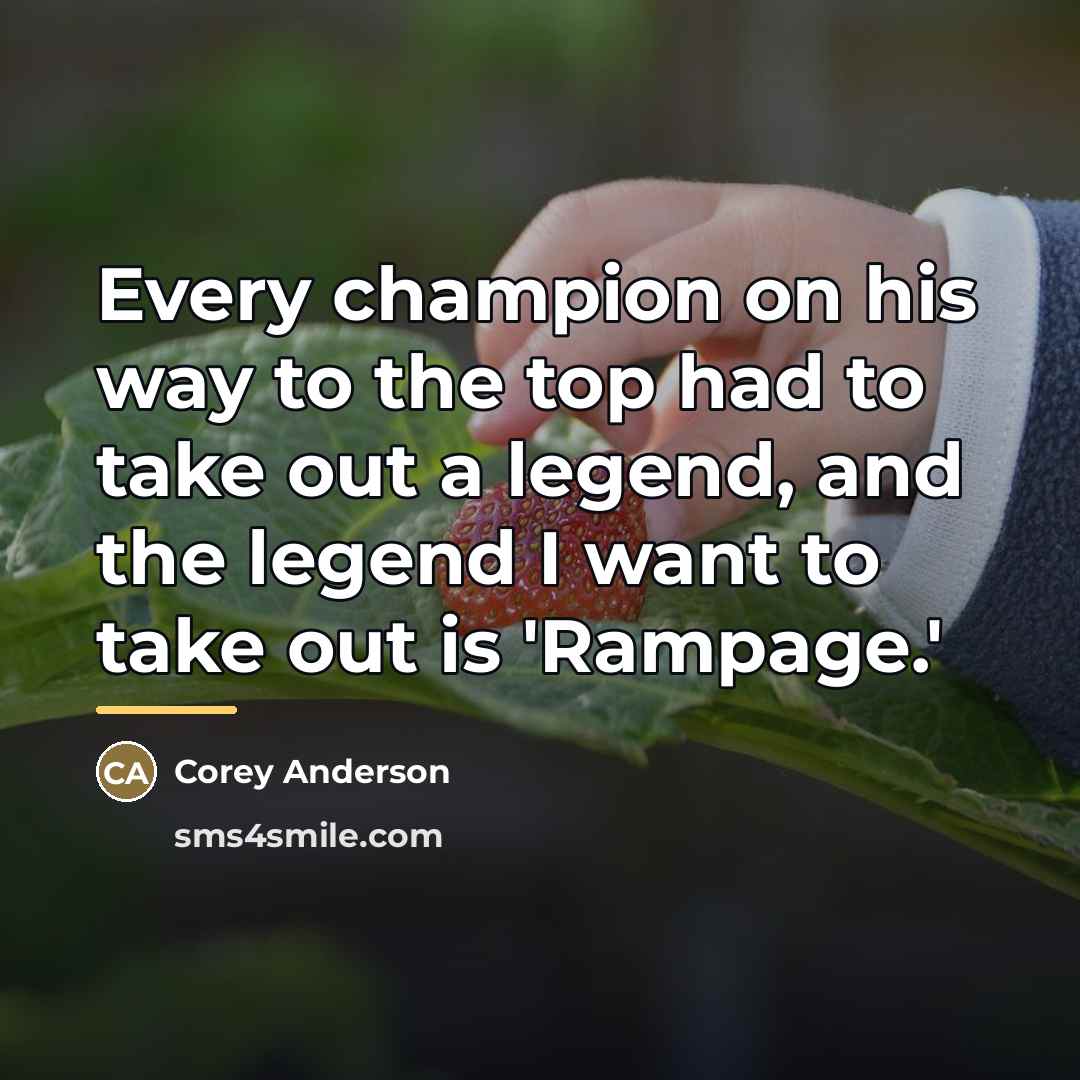 “Every champion on his way to the top had to…” quote by Corey Anderson