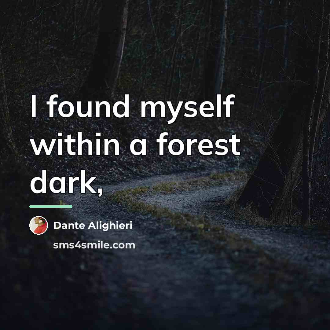 “I found myself within a forest dark,…” quote by Dante Alighieri