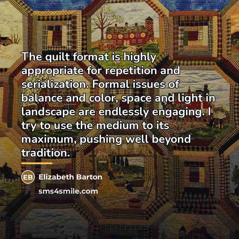 “The quilt format is highly appropriate for repetition and serialization.…” quote by Elizabeth Barton