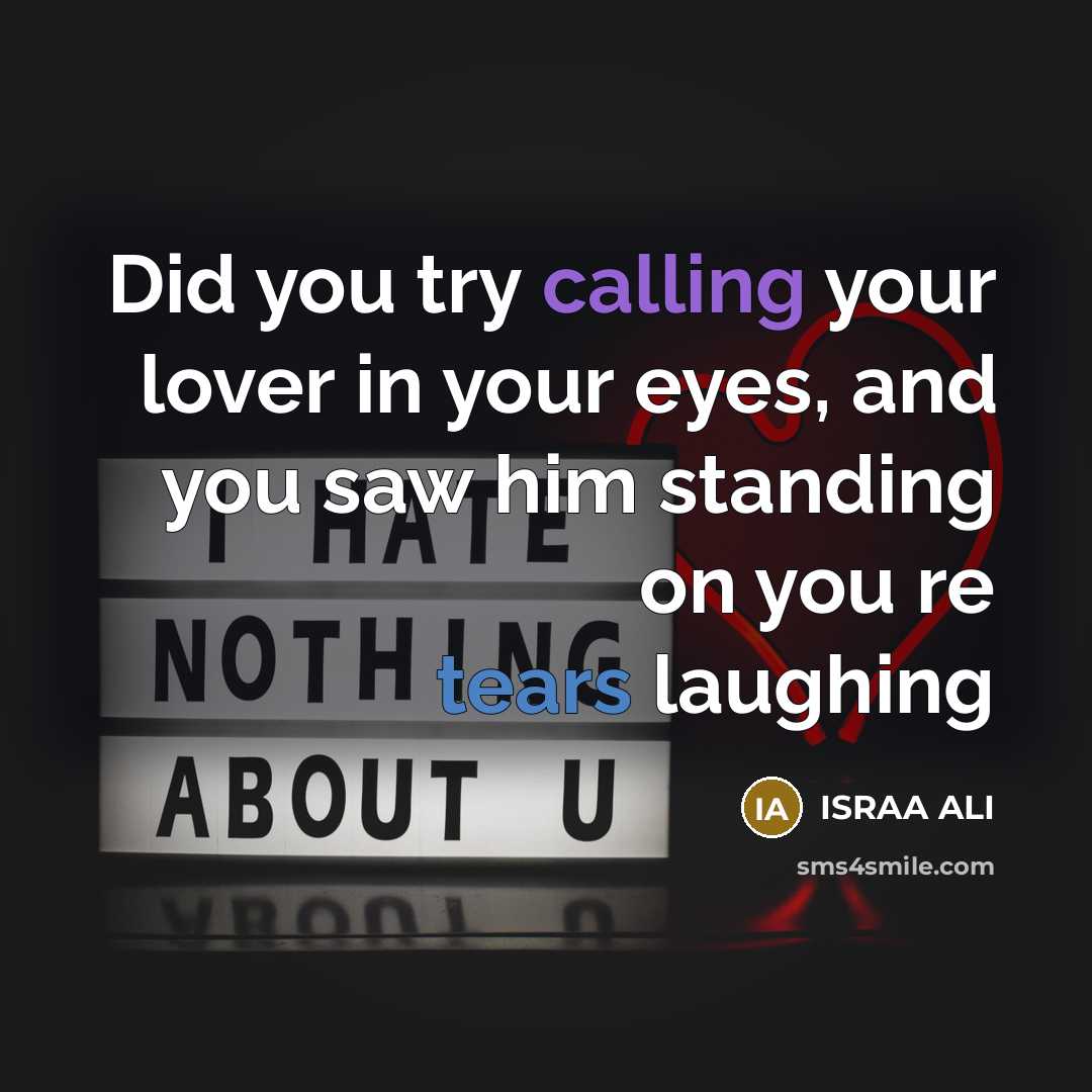 “Did you try calling your lover in your eyes, and…” quote by Israa Ali