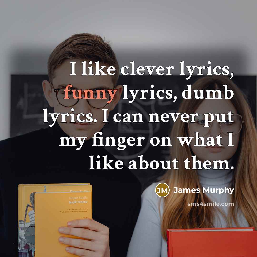 “I like clever lyrics, funny lyrics, dumb lyrics. I can…” quote by James Murphy