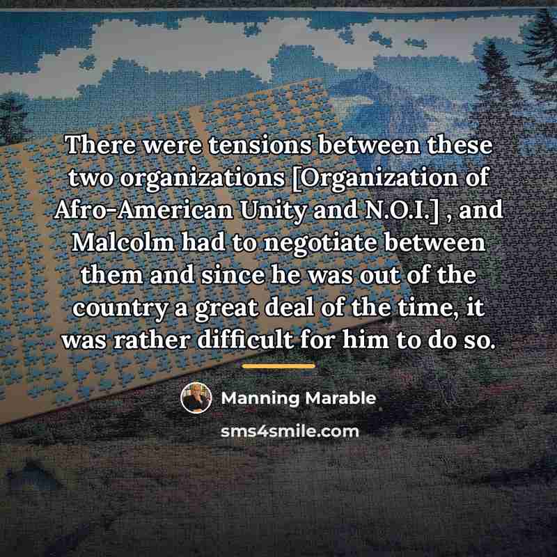 “There were tensions between these two organizations [Organization of Afro-American…” quote by Manning Marable