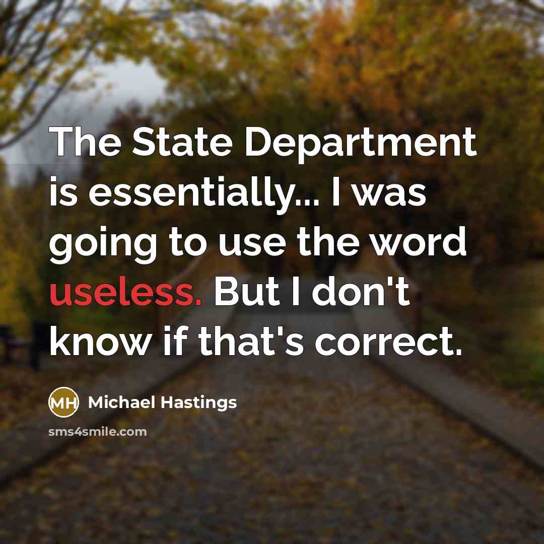 “The State Department is essentially... I was going to use…” quote by Michael Hastings