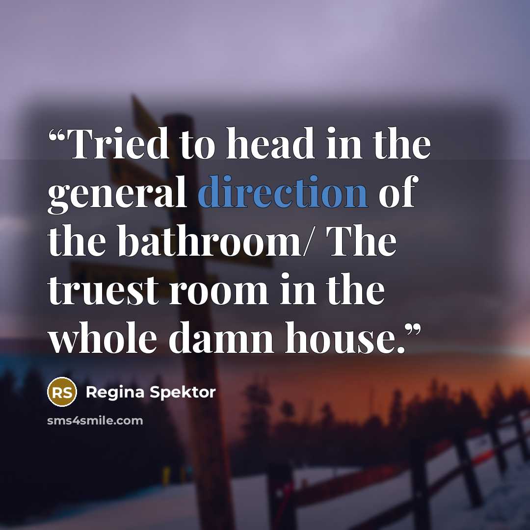 “Tried to head in the general direction of the bathroom/ The truest room in the whole damn house.” quote by Regina Spektor