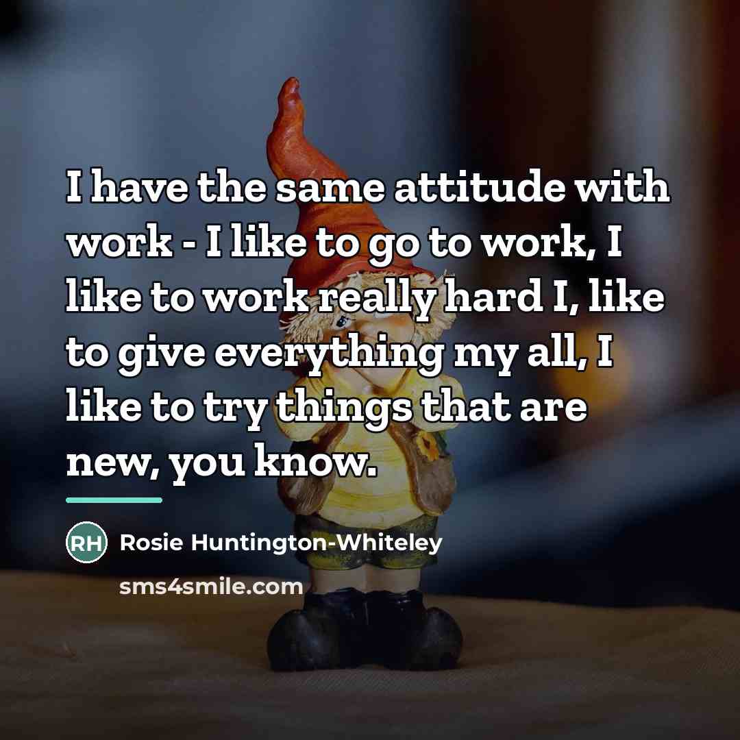 “I have the same attitude with work - I like…” quote by Rosie Huntington-Whiteley