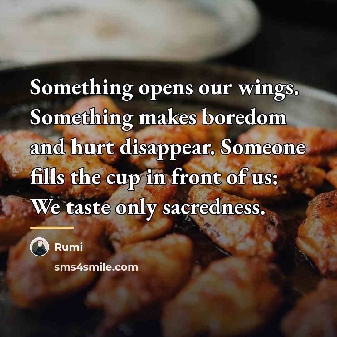 “Something opens our wings. Something makes boredom and hurt disappear.…” quote by Rumi