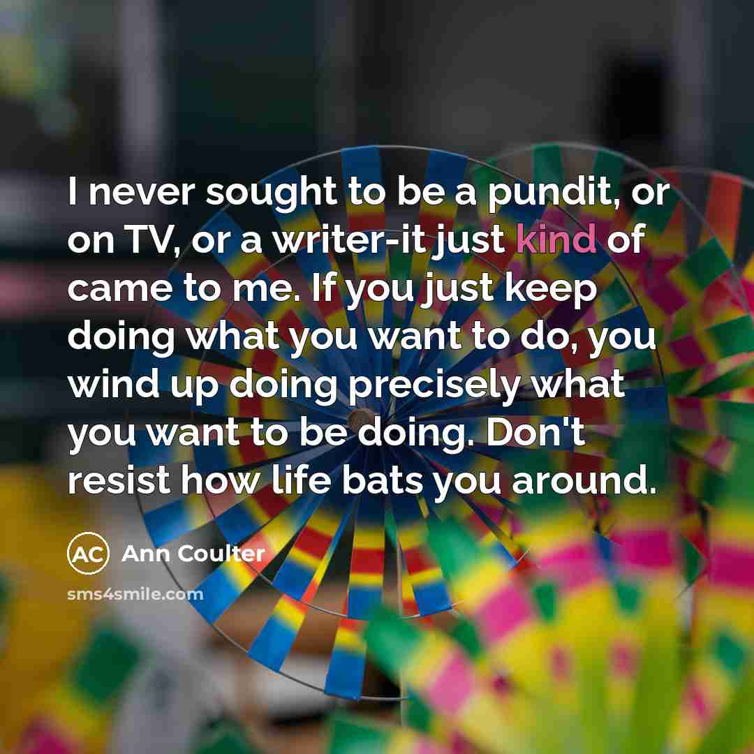 “I never sought to be a pundit, or on TV,…” quote by Ann Coulter