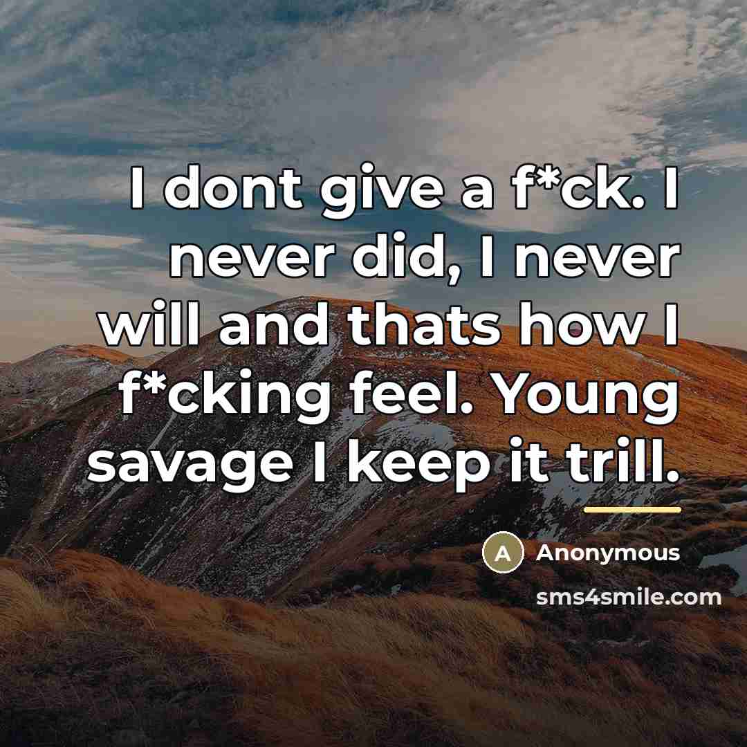 “I dont give a f*ck. I never did, I never…” quote by Anonymous
