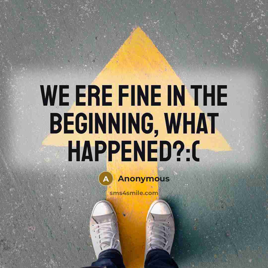 “We ere fine in the beginning, What Happened?:(” quote by Anonymous