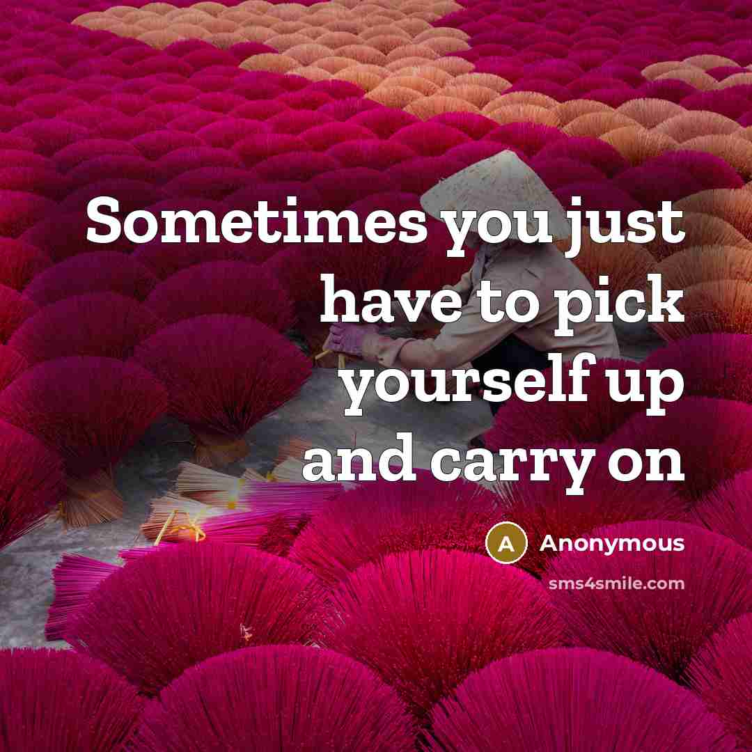 “Sometimes you just have to pick yourself up and carry on” quote by Anonymous