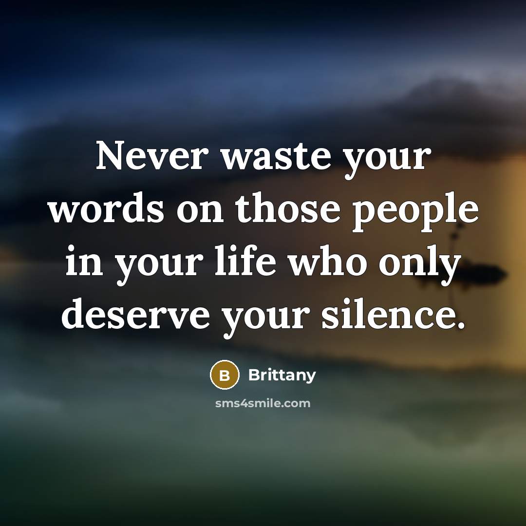 “Never waste your words on those people in your life…” quote by Brittany
