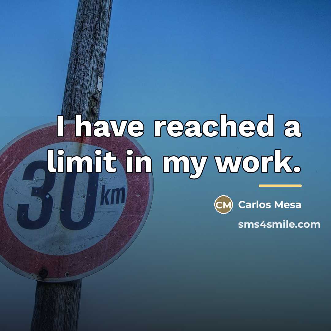 “I have reached a limit in my work.…” quote by Carlos Mesa