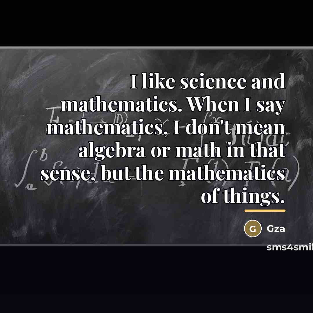 “I like science and mathematics. When I say mathematics, I…” quote by Gza