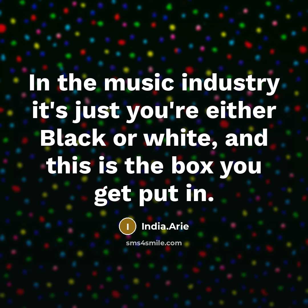 “In the music industry it's just you're either Black or…” quote by India.Arie