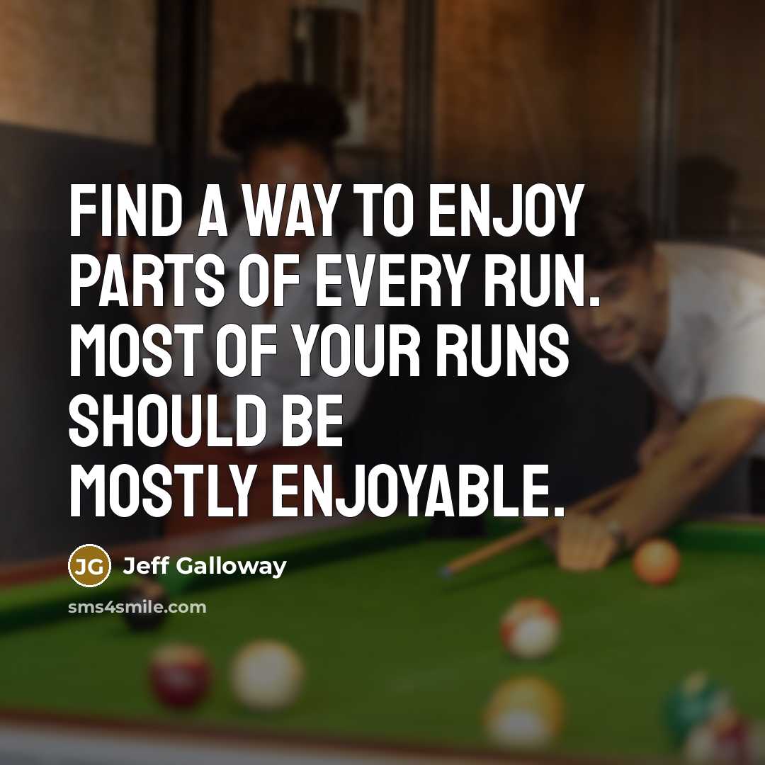 “Find a way to enjoy parts of every run. Most…” quote by Jeff Galloway