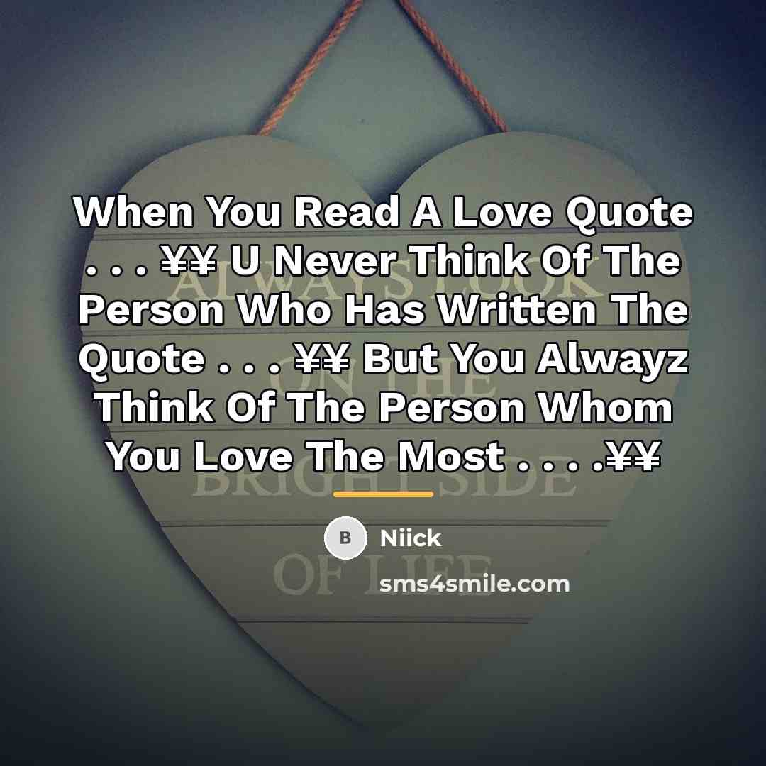 “When You Read A Love Quote . . . ¥¥…” quote by Niick