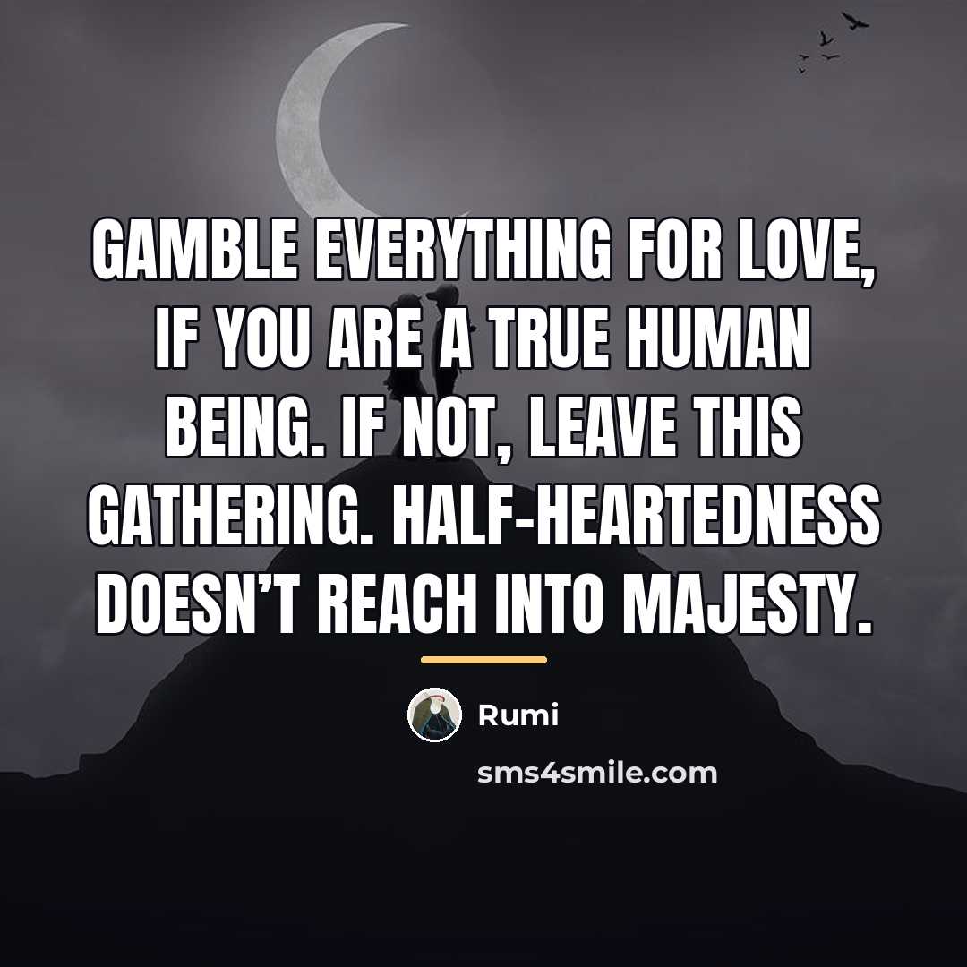 “Gamble everything for love, if you are a true human…” quote by Rumi