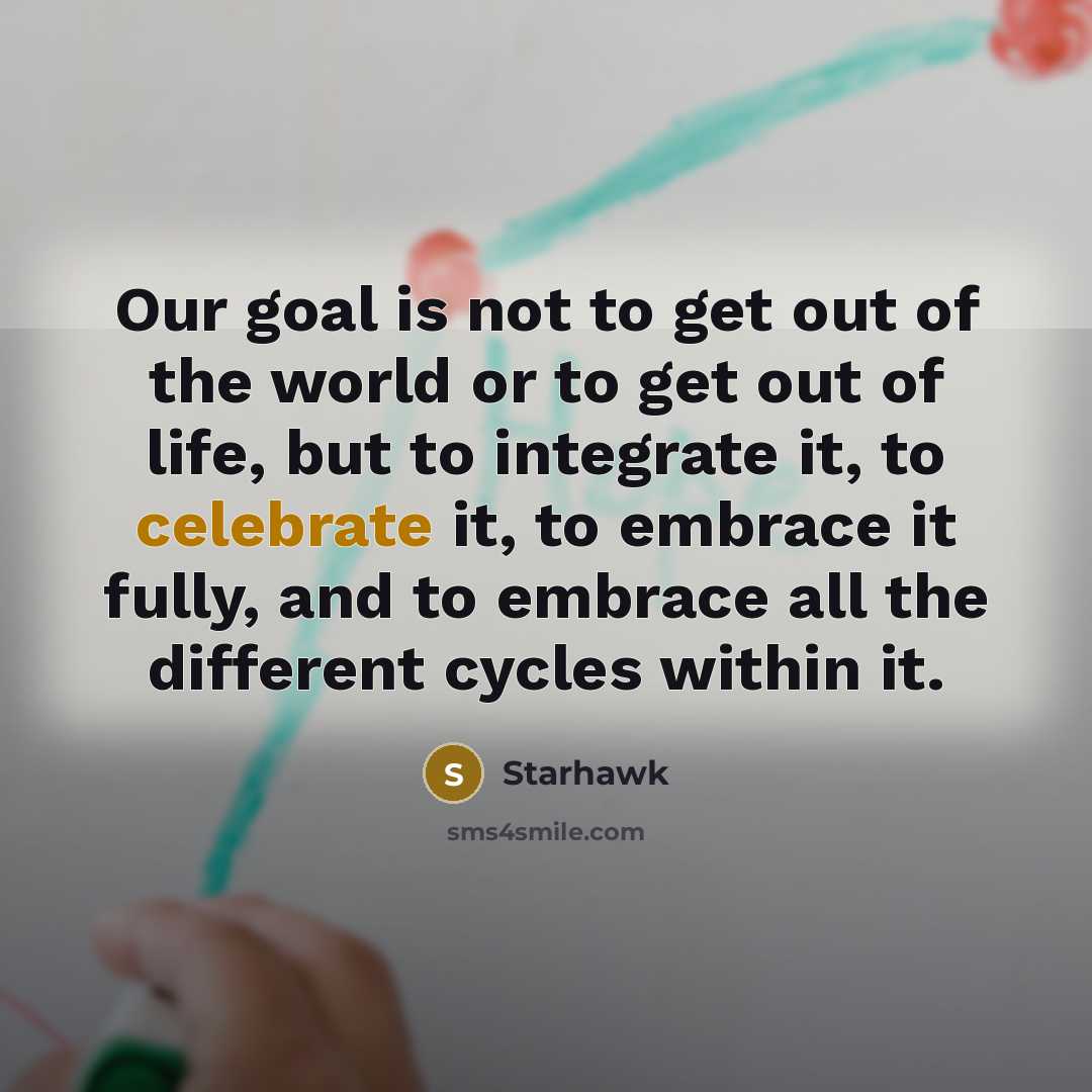 “Our goal is not to get out of the world…” quote by Starhawk