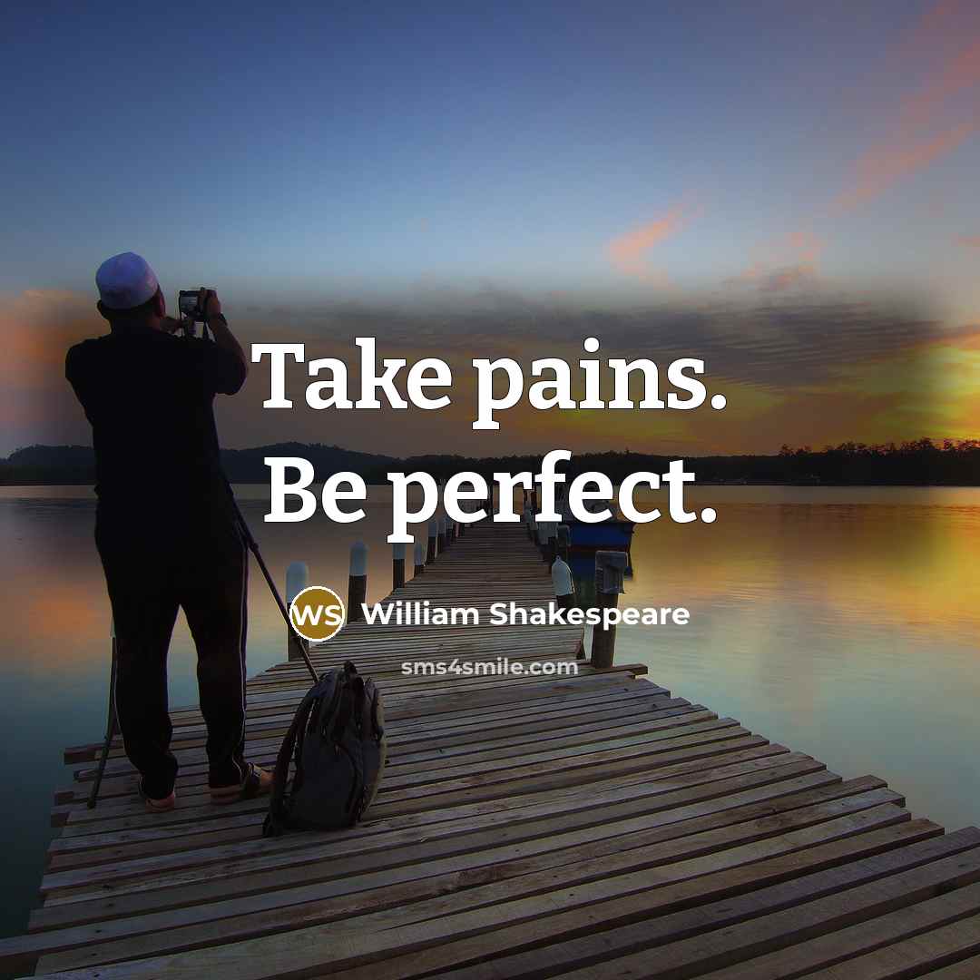 “Take pains. Be perfect.…” quote by William Shakespeare