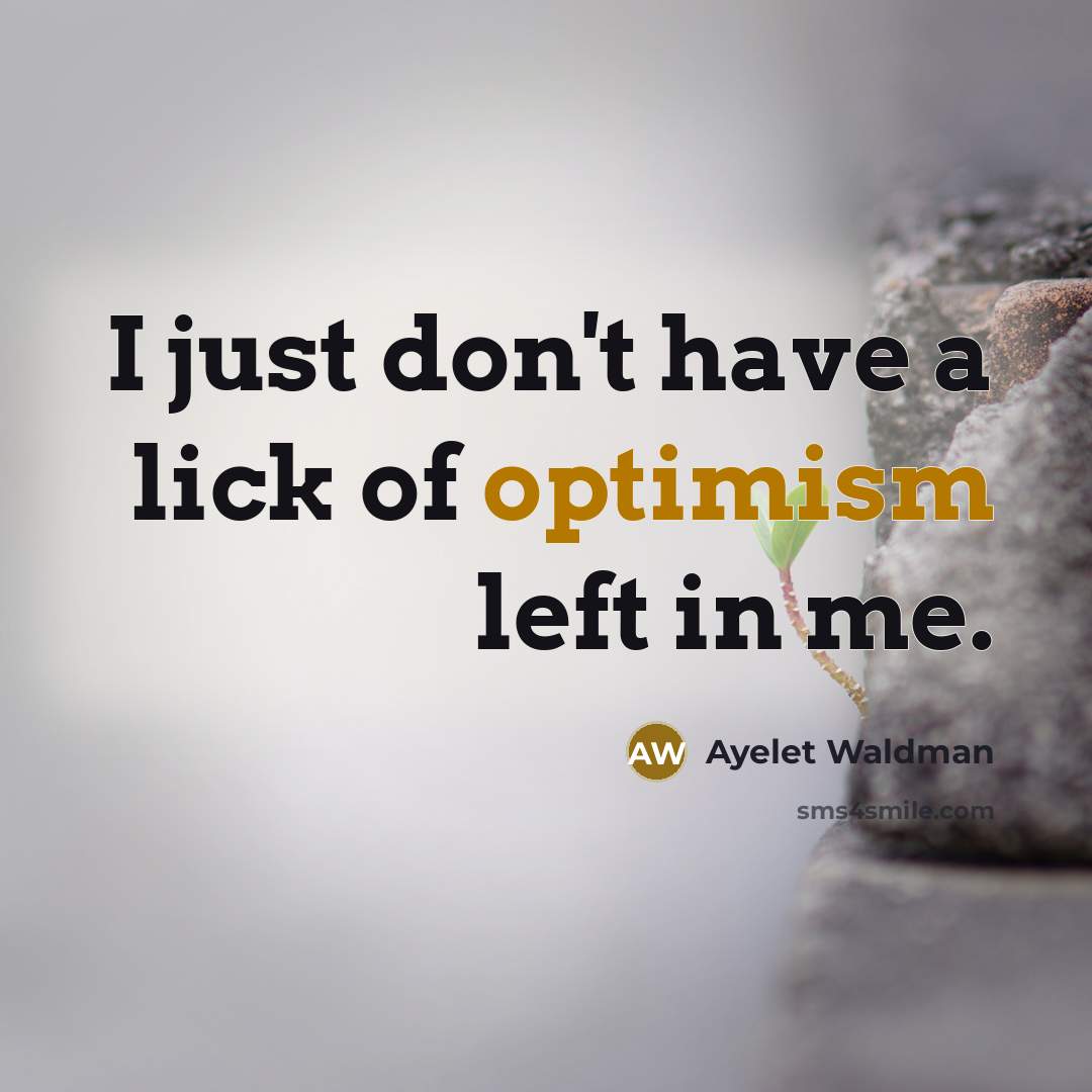 “I just don't have a lick of optimism left in…” quote by Ayelet Waldman