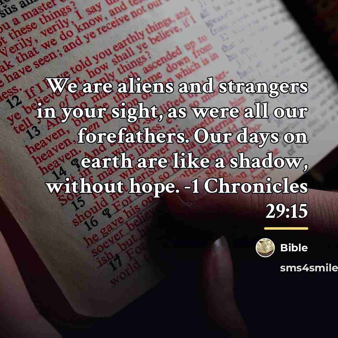 “We are aliens and strangers in your sight, as were…” quote by Bible