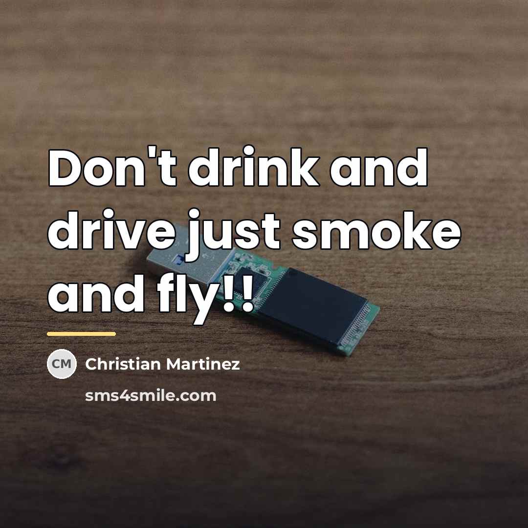 “Don't drink and drive just smoke and fly!!…” quote by Christian Martinez