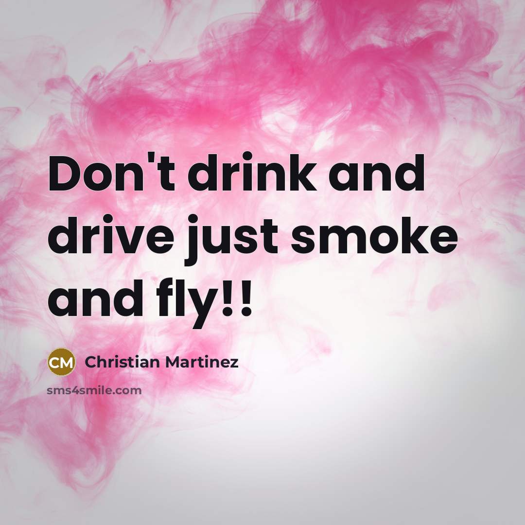 “Don't drink and drive just smoke and fly!!” quote by Christian Martinez