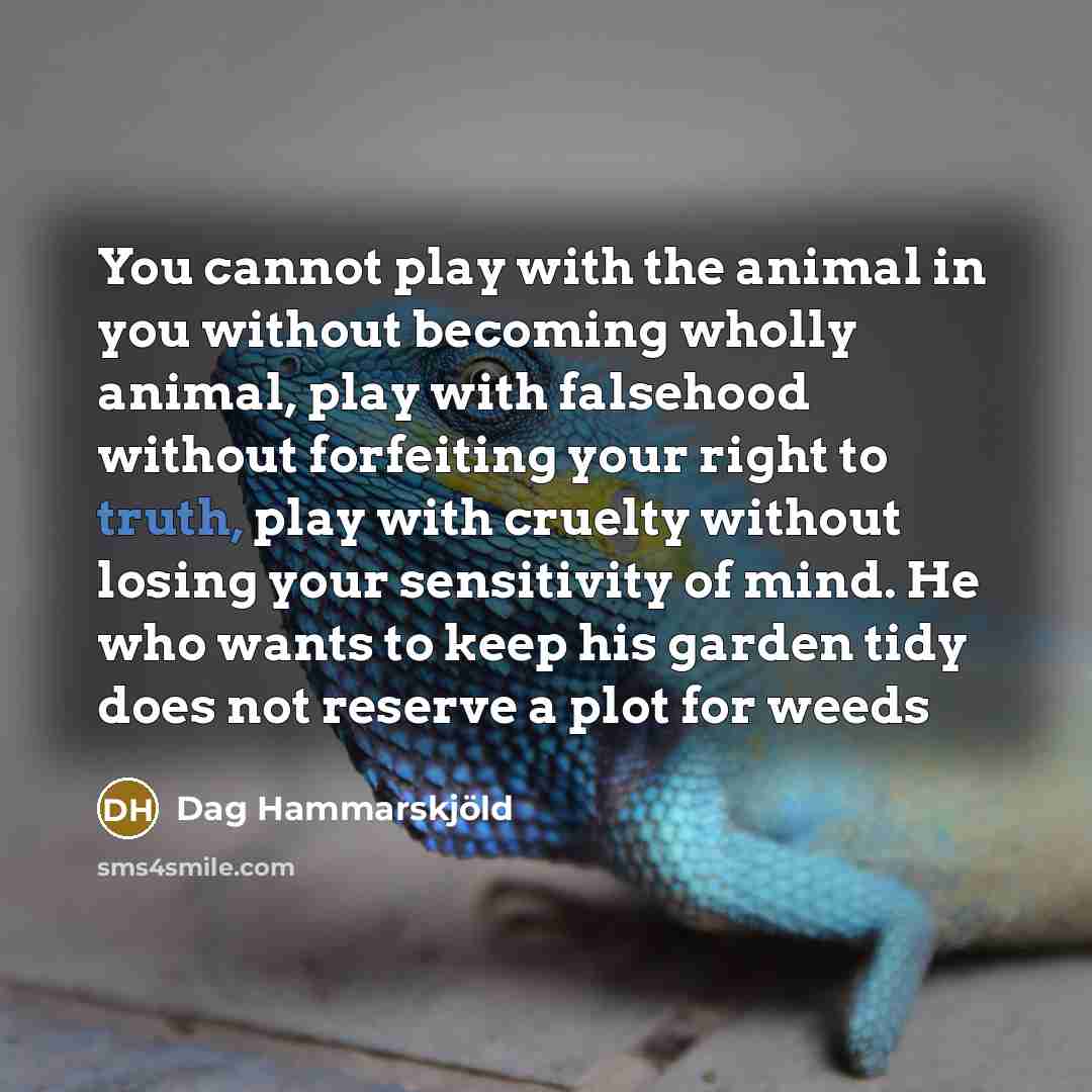 “You cannot play with the animal in you without becoming…” quote by Dag Hammarskjold