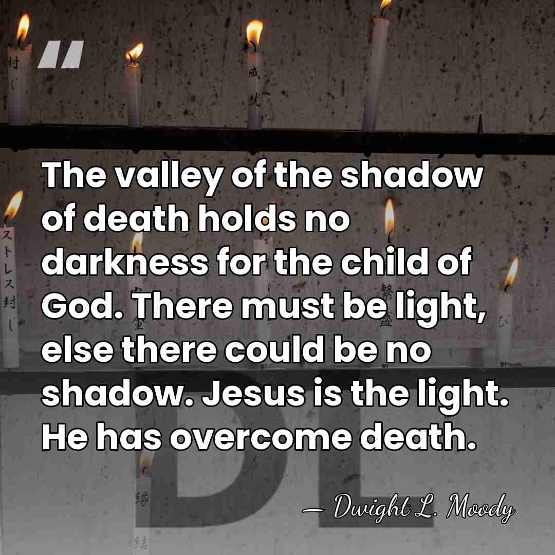 The valley of the shadow of death holds no darkness for the&hellip; - Dwight L. Moody