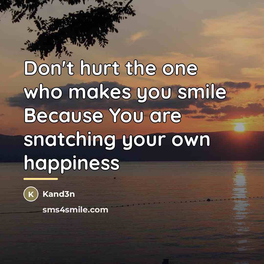 “Don't hurt the one who makes you smile Because You…” quote by Kand3n