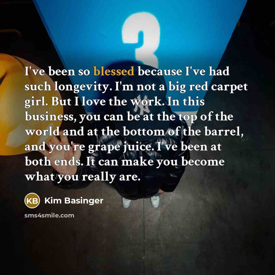 “I've been so blessed because I've had such longevity. I'm…” quote by Kim Basinger