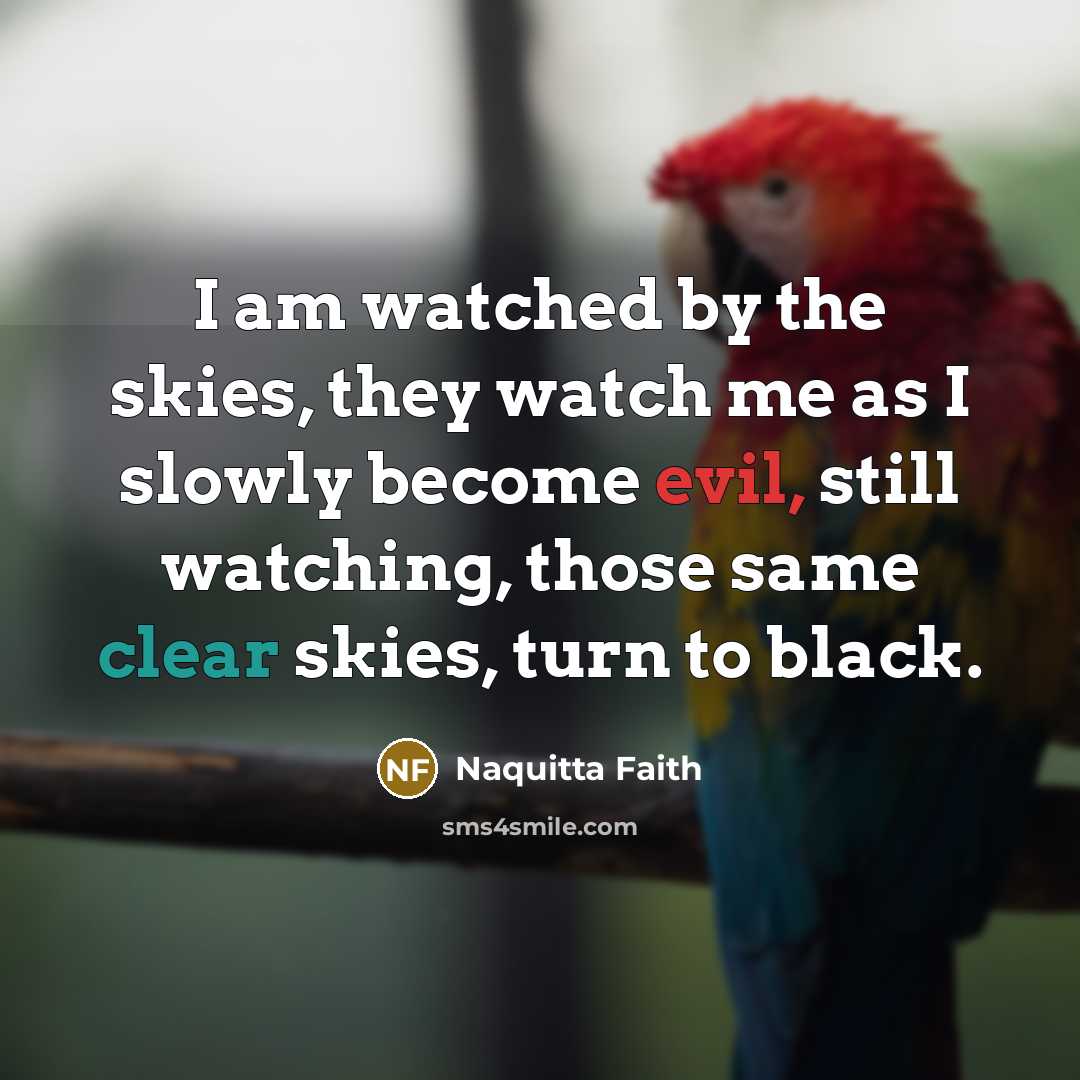 “I am watched by the skies, they watch me as…” quote by Naquitta Faith