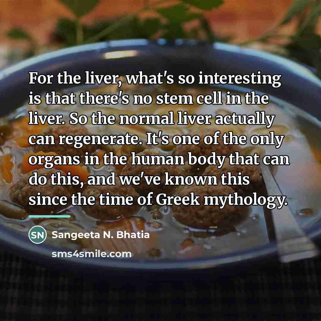“For the liver, what's so interesting is that there's no…” quote by Sangeeta N. Bhatia