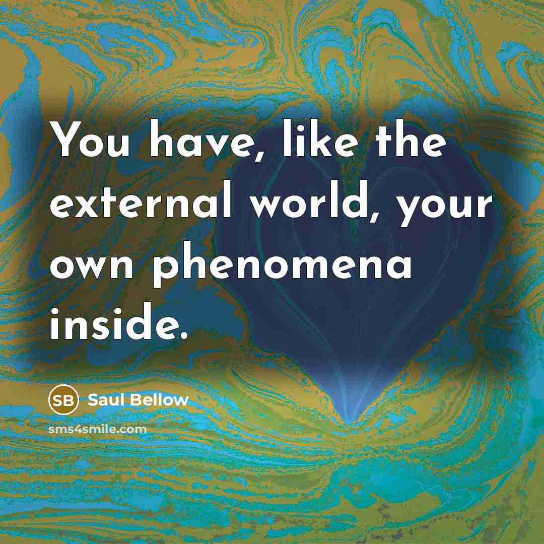 “You have, like the external world, your own phenomena inside.…” quote by Saul Bellow