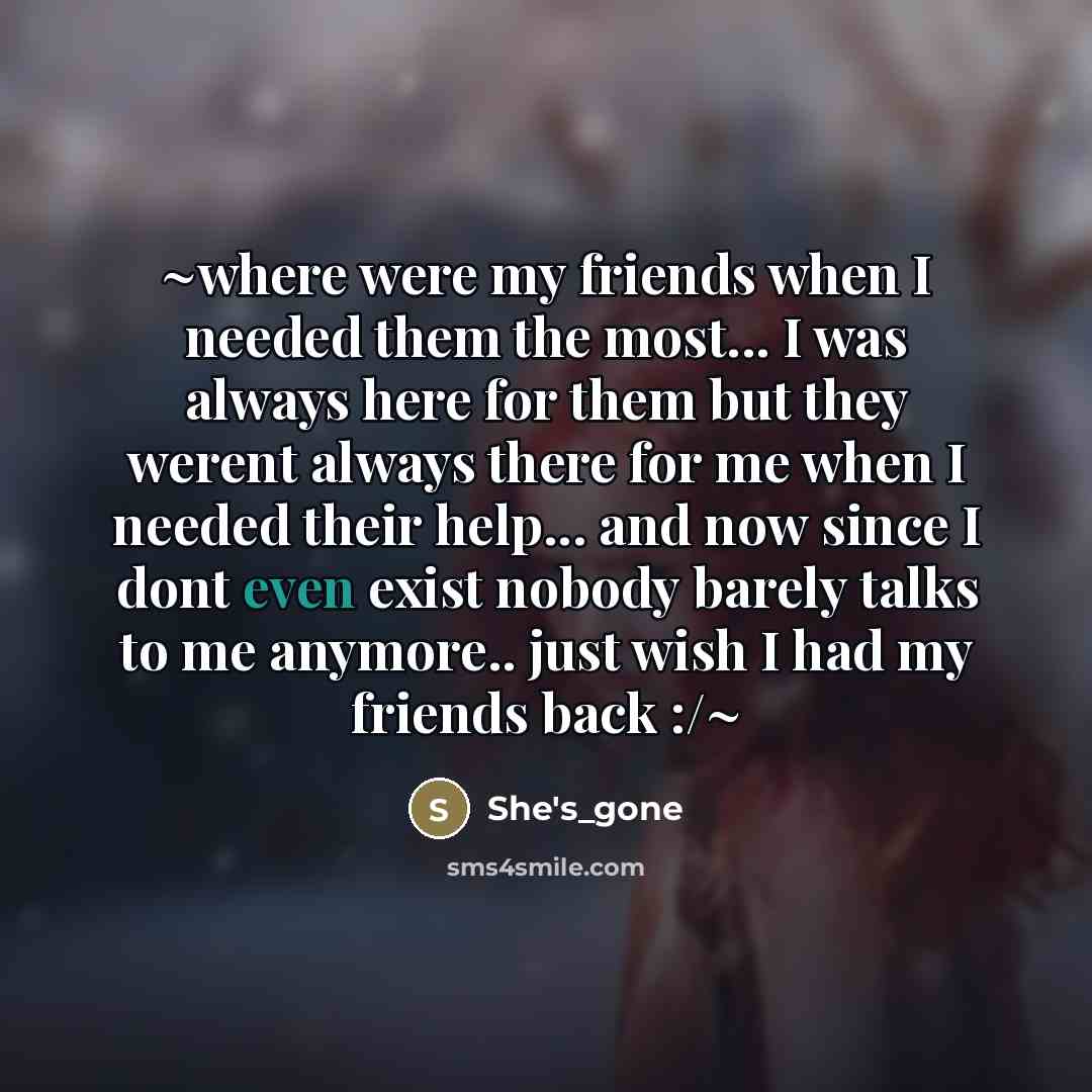 “~where were my friends when I needed them the most...…” quote by She's_gone