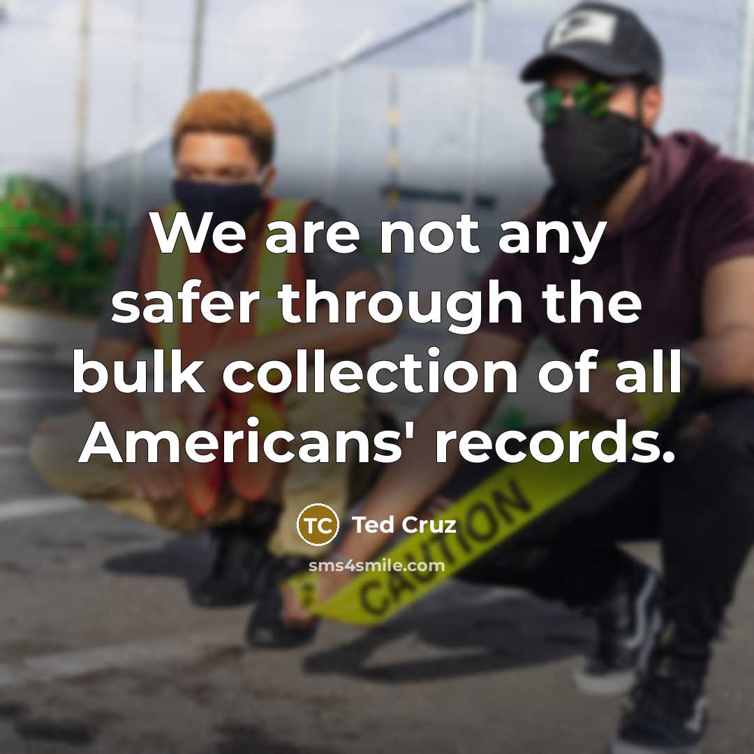 “We are not any safer through the bulk collection of…” quote by Ted Cruz