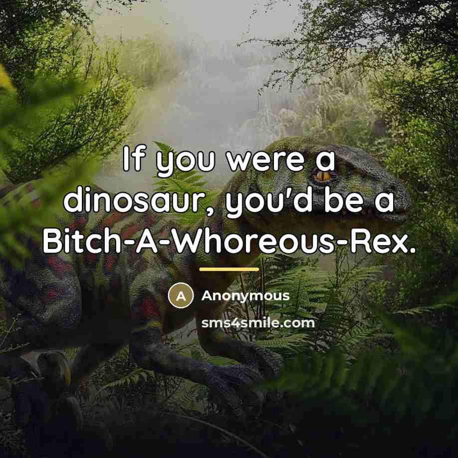 “If you were a dinosaur, you'd be a Bitch-A-Whoreous-Rex.…” quote by Anonymous