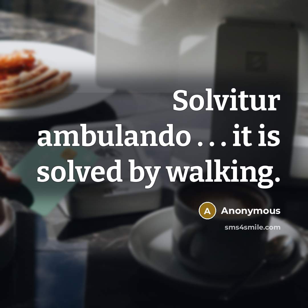 “Solvitur ambulando . . . it is solved by walking.” quote by Anonymous