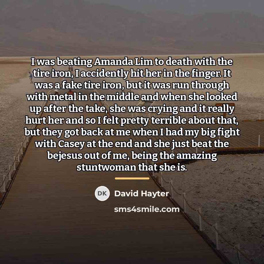 “I was beating Amanda Lim to death with the tire…” quote by David Hayter