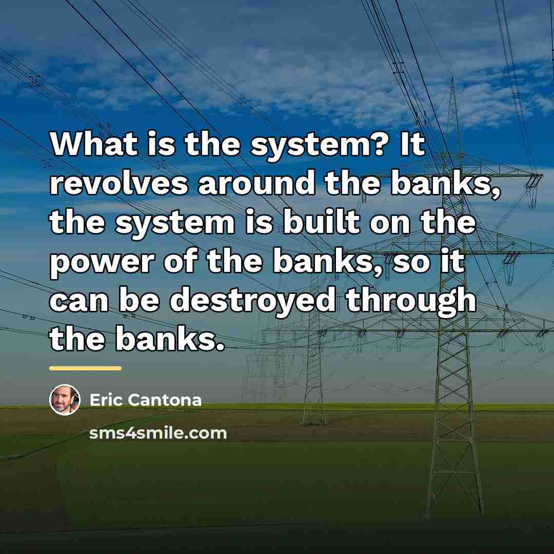 “What is the system? It revolves around the banks, the…” quote by Eric Cantona