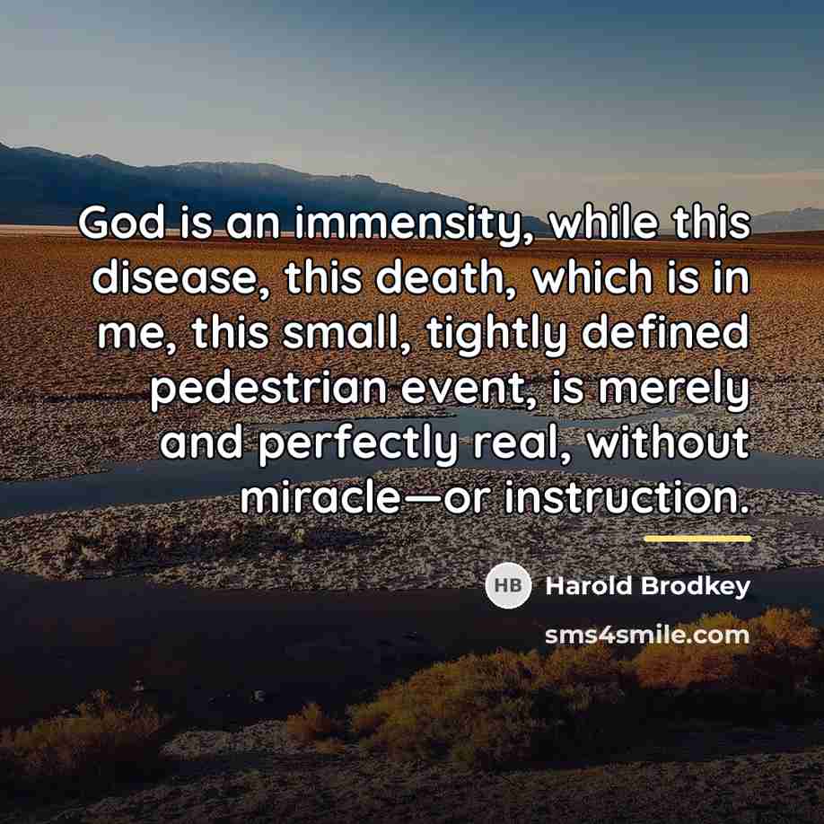 “God is an immensity, while this disease, this death, which…” quote by Harold Brodkey