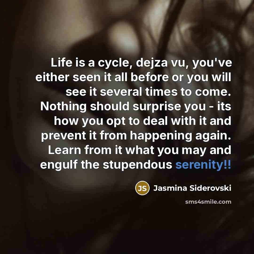 “Life is a cycle, dejza vu, you've either seen it…” quote by Jasmina Siderovski