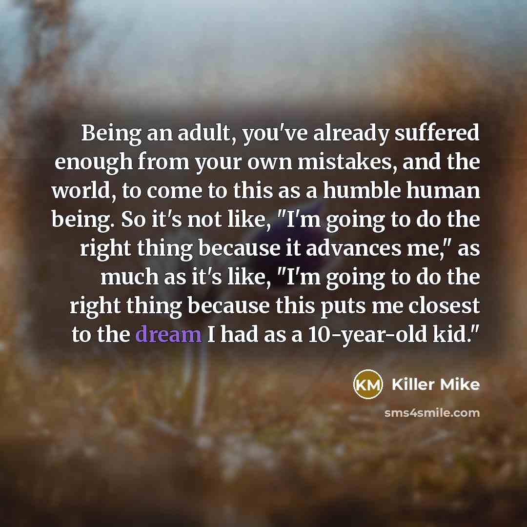 “Being an adult, you've already suffered enough from your own…” quote by Killer Mike