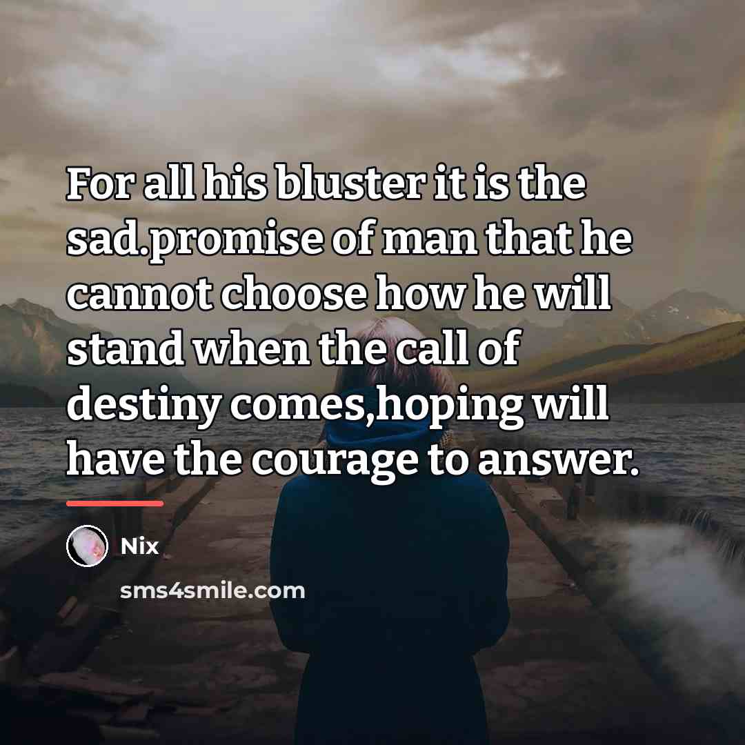 “For all his bluster it is the sad.promise of man…” quote by Nix