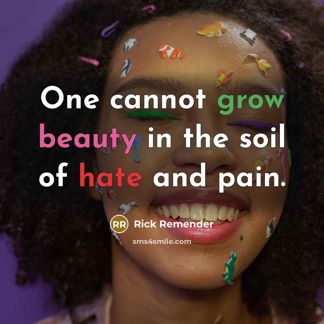 “One cannot grow beauty in the soil of hate and…” quote by Rick Remender