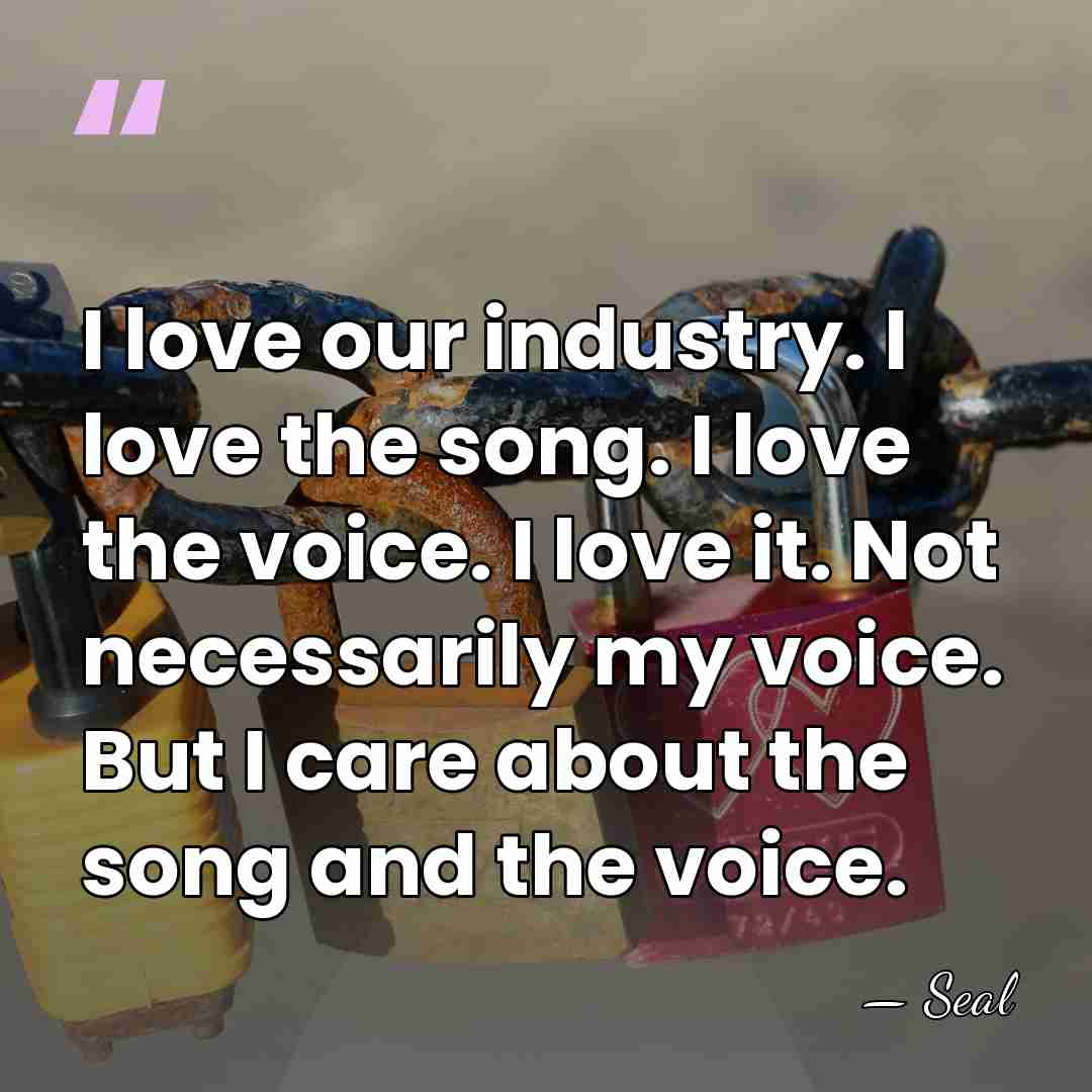 I love our industry. I love the song. I love the voice.&hellip; - Seal