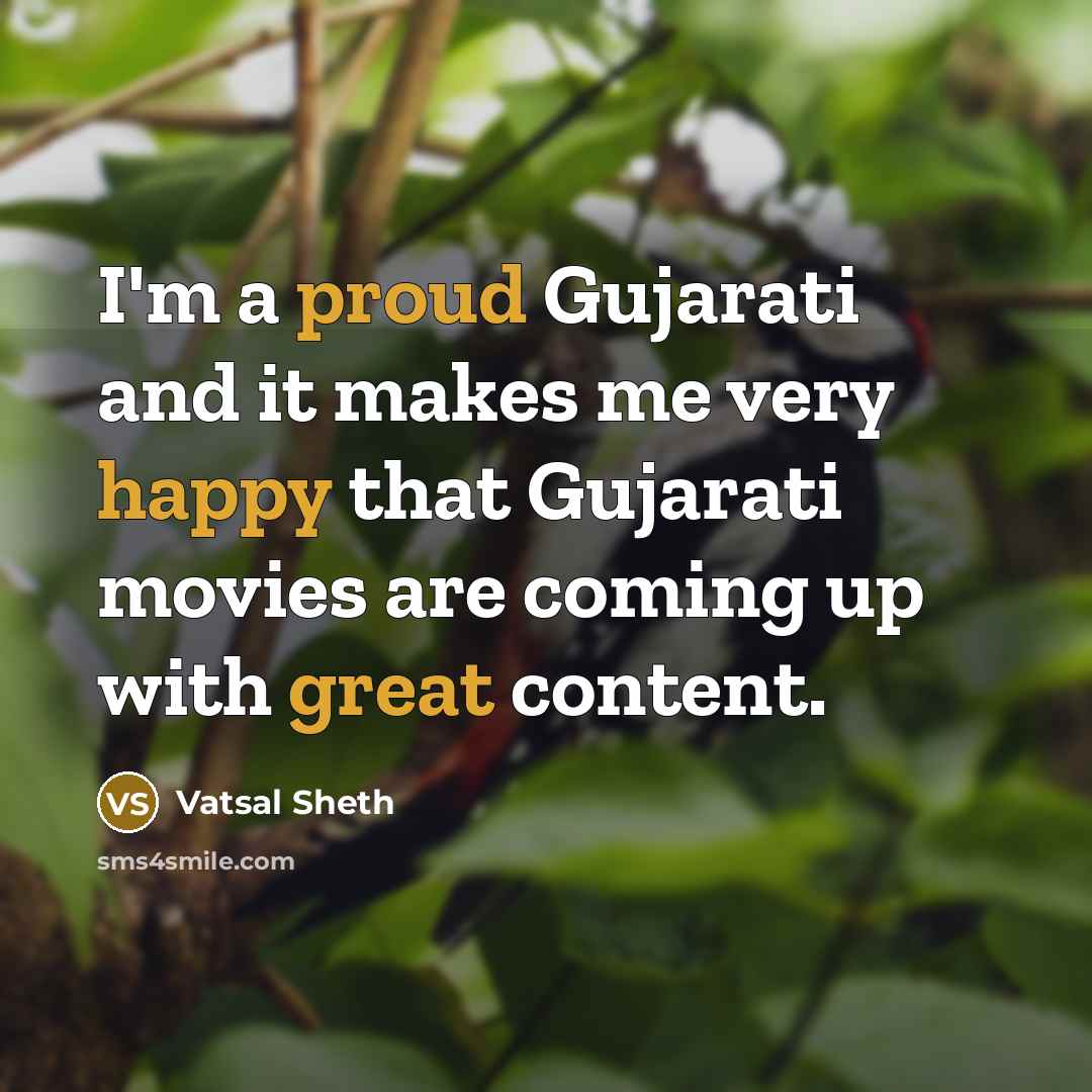 “I'm a proud Gujarati and it makes me very happy that Gujarati movies are coming up with great content.” quote by Vatsal Sheth