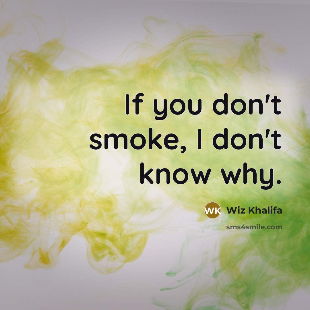 “If you don't smoke, I don't know why.…” quote by Wiz Khalifa